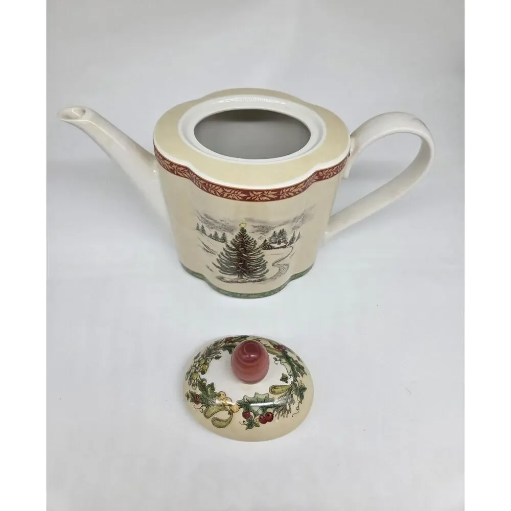 Vintage Villeroy & Boch Festive Memories Coffee Pot‎ w/Lid Christmas China Rare
